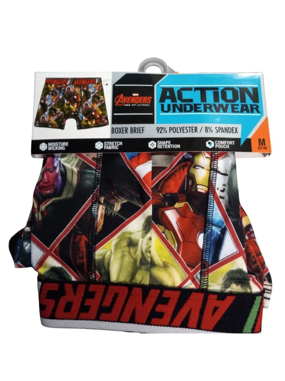 Bioworld Size M 32 34 Boxer Briefs Marvel Avengers Action Heroes Underwear NEW